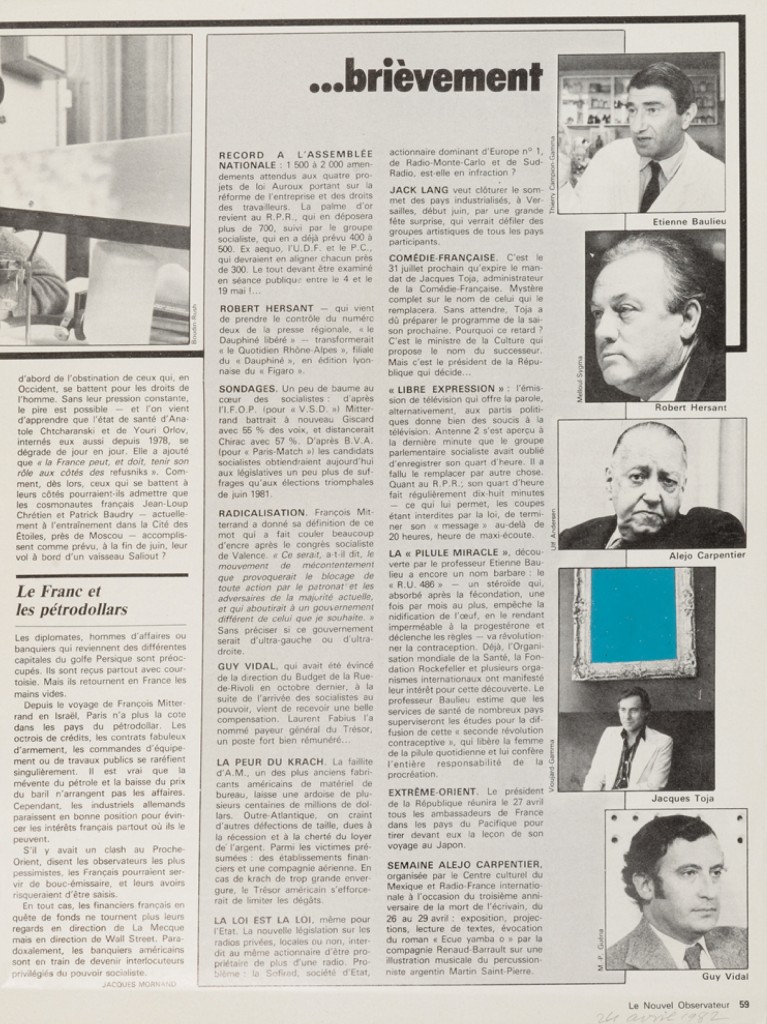 Ernest-T.-Le-Nouvel-Observateur-24-avril-1982-1982-peinture-laquée-sur-pages-de-journal-297-x-222-cm-courtesy-Semiose-767×1024