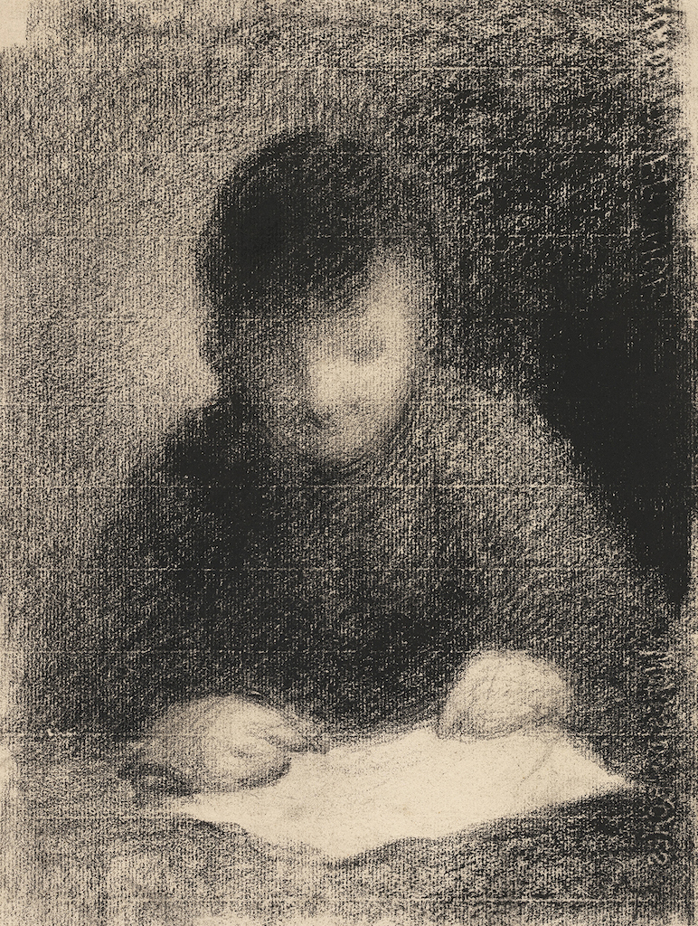 Charles Angrand Enfant lisant, crayon ContÇ sur papier, Ca 1896-98, 316x239mm Eric Gillis Fine Art