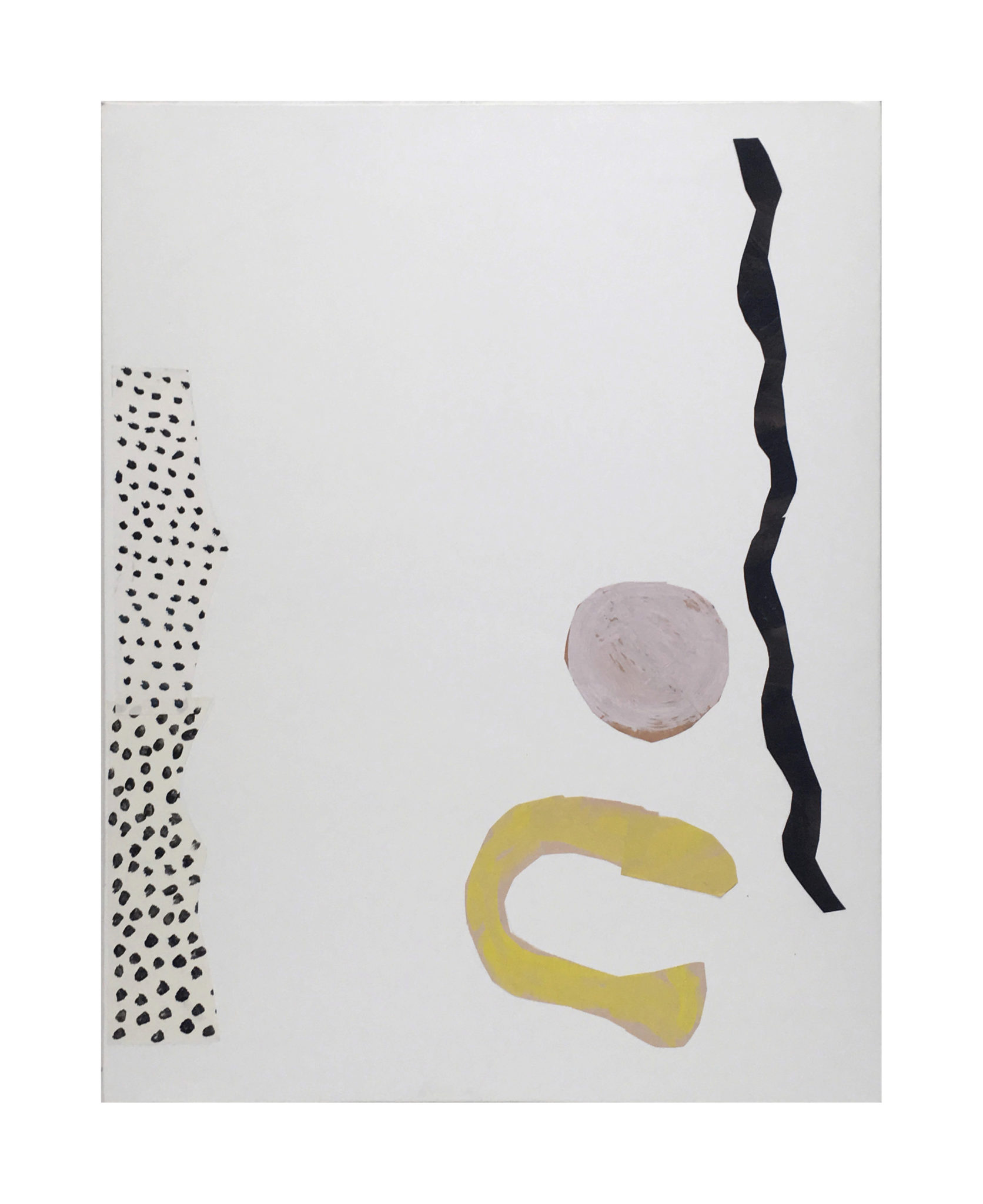 Marie Claude Bugeaud, galerie Berthet-Aittouarès, zigzag,et..-2018,acryl et papiers collés sur toile.146x115cm