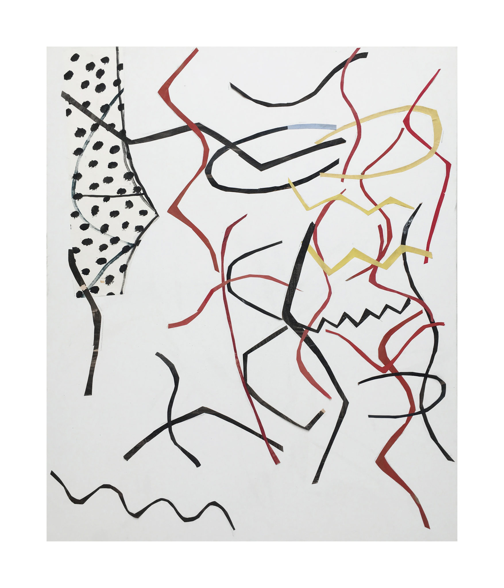 Marie Claude Bugeaud, galerie Berthet-Aittouarès,zigzag,etc…2018,papiers collés sur toile,100x81cm