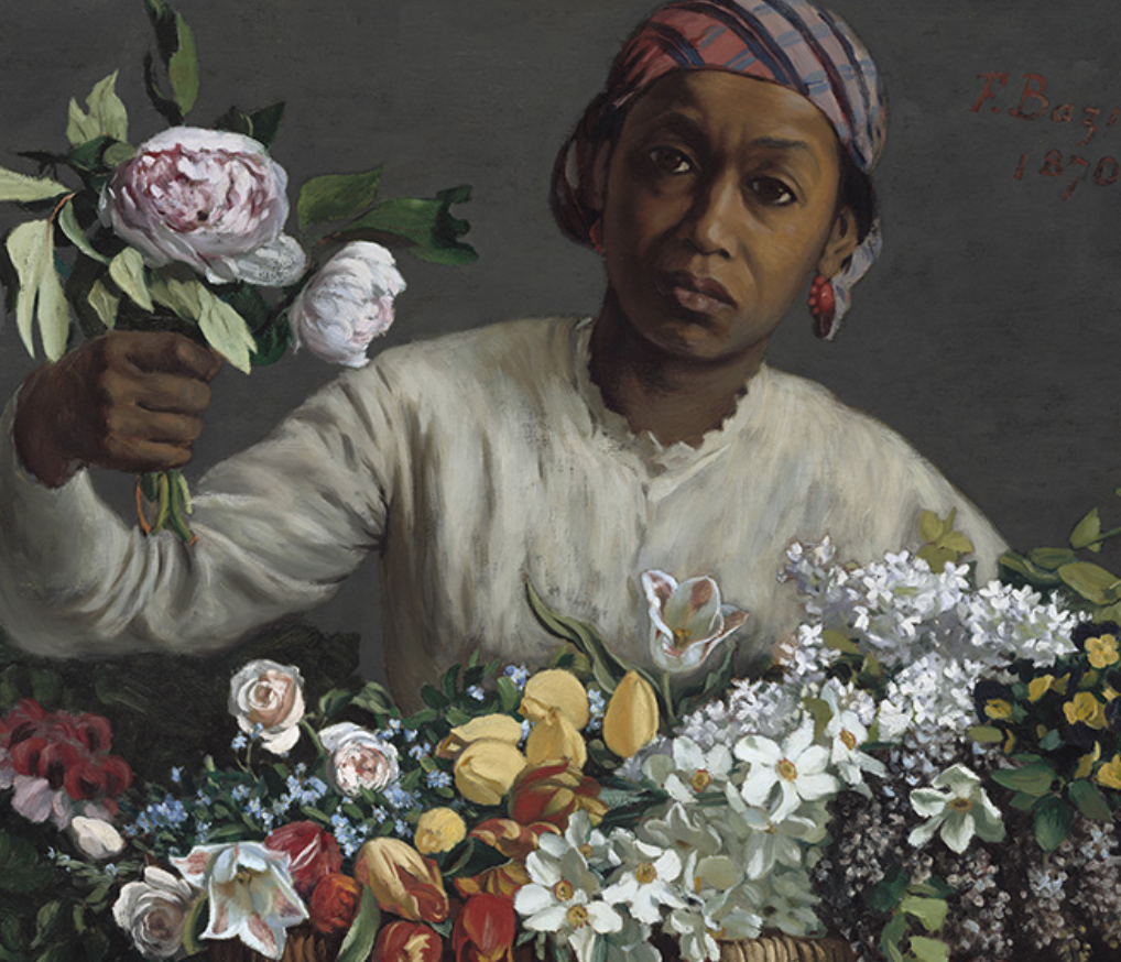 Frédéric Bazille. Young Woman with Peonies, 1870. Oil on canvas, 23 5/8 x 29 1/2 in. Courtesy the National Gallery, Washington, DC