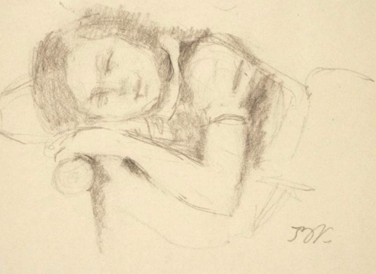 BRAME & LORENCEAU Balthus (1908-2001) Jeune fille dormant 1983 Dessin au crayon sur papier 18,5 x 24,5 cm Monogrammé en bas à droite: BK