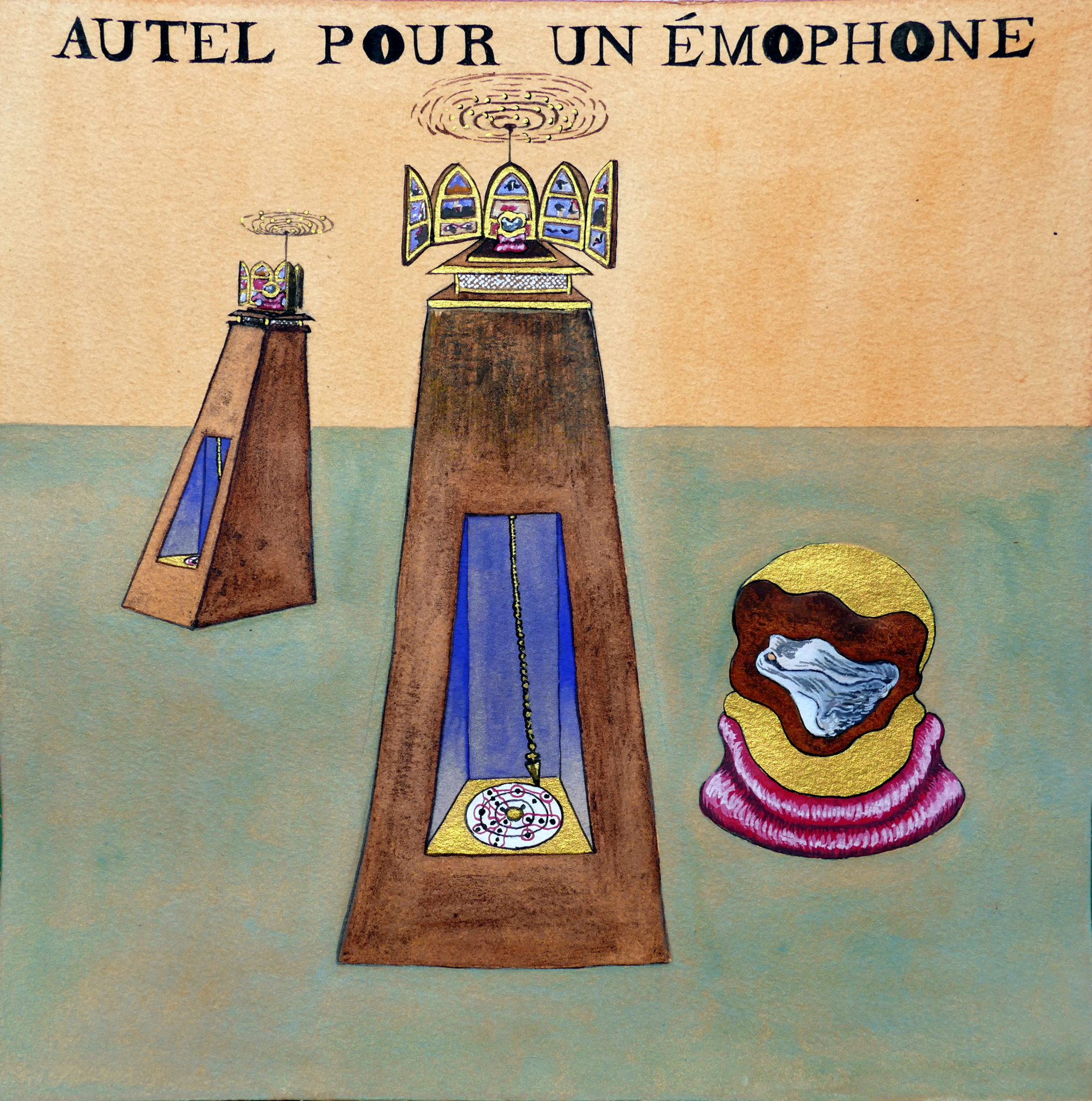 Lucie Picandet, Autel pour un Emophone, 2019_Aquarelle et gouache sur papier, 30 x 30 cm © Galerie Georges-Philippe & Nathalie Vallois