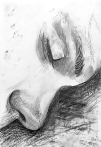 dessin crayon haut du visage