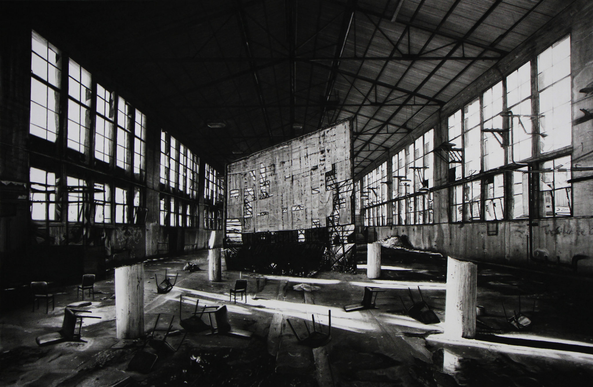 photographie hangar noir et blanc