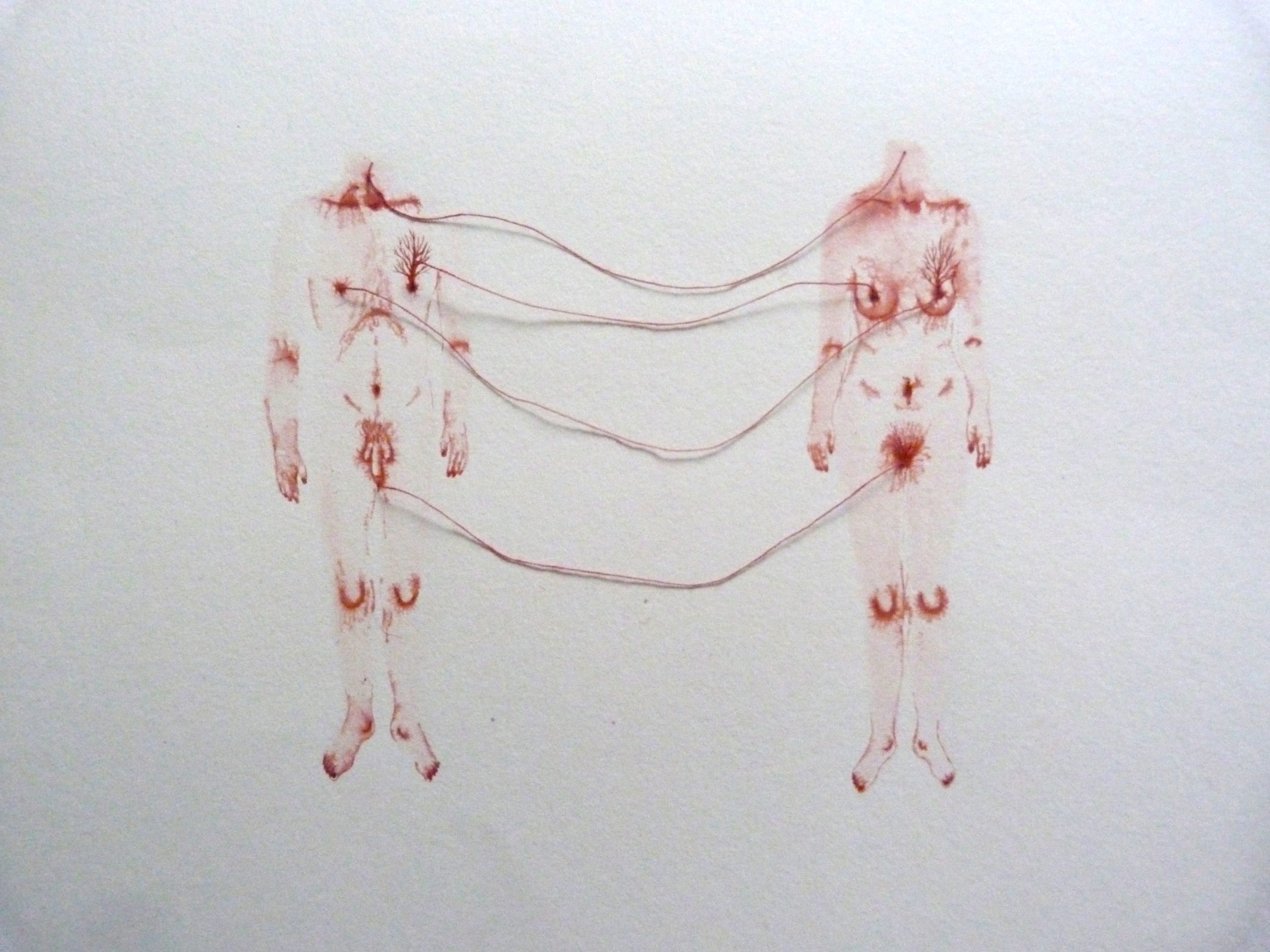 – Odonchimeg Davaadorj Sans titre, 2016 Encre de chine sur papier et fil 25 cm x 34 cm, Courtesy Ségolène Brossette Galerie