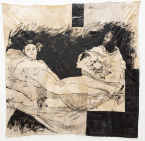 peinture noire sur tissu