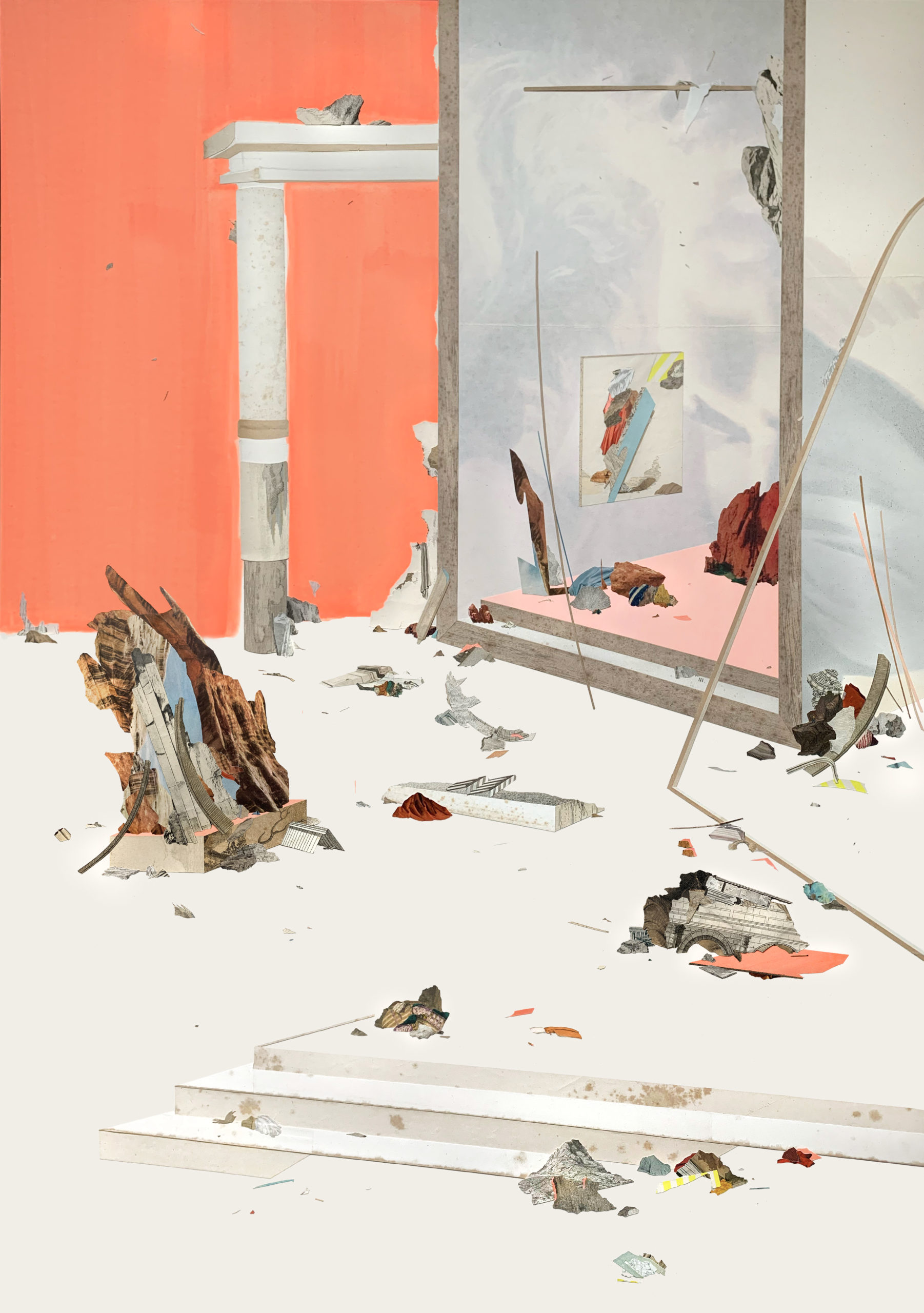 Claire Trotignon, Tiger, Domino, Tomorrow, 2022, dessin, gouache, collages sur papier, 70 x 100 cm © Claire Trotignon, Courtesy Galerie 8+4