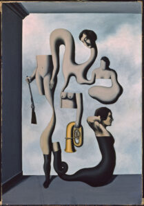 René Magritte, The acrobat’s ideas | Les Idées de l’acrobate | De ideeën van de acrobate (1928) Oil on canvas | huile sur toile | olieverf op doek (116 x 81 cm) Bayerische Staatsgemäldesammlungen - Sammlung Moderne Kunst in der Pinakothek der Moderne München © Succession René Magritte / Sabam Belgium, 2024 – photo/foto: bpk | Bayerische Staatsgemäldesammlungen