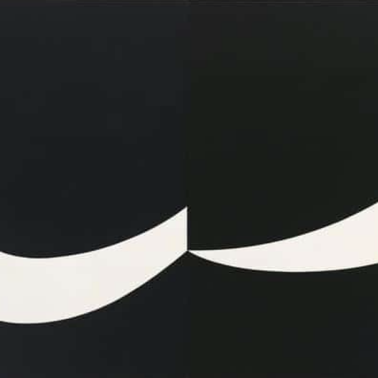 Ellsworth Kelly,Study for Atlantic 1956 Oil on canvas, two joined panels 24 × 34⅛ inches; 61 × 87 cm; Exposition Fondation Louis Vuitton 2024.