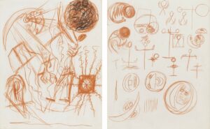 Jackson Pollock Untitled (1939-1940) Crayon et crayon orange sur papier © Pollock-Krasner Foundation / ADAGP, Paris 2024
