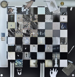 Baptiste Rabichon, Pièce #01 (DA8#), 2023 épreuve chromogène sur papier Fujifilm Crystal Archive d’après vues multiples, photogrammes et créations graphiques encadrement et verre antireflet pièce unique – 130 x 127 cm