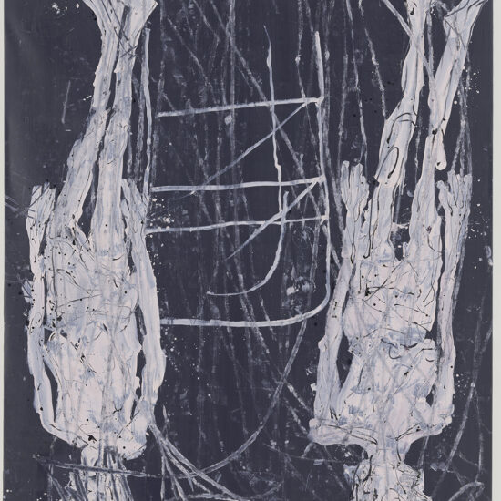 Georg Baselitz Indigene Kunst von damals, 2025 Oil on canvas 300 x 240 cm (118,11 x 94,49 in) Georg Baselitz Ein Bein von Manet aus Paris 26 April—26 July 2025 © Georg Baelitz. Photos: Jochen Littkemann Courtesy Thaddaeus Ropac gallery, London · Paris · Salzburg · Milan · Seoul