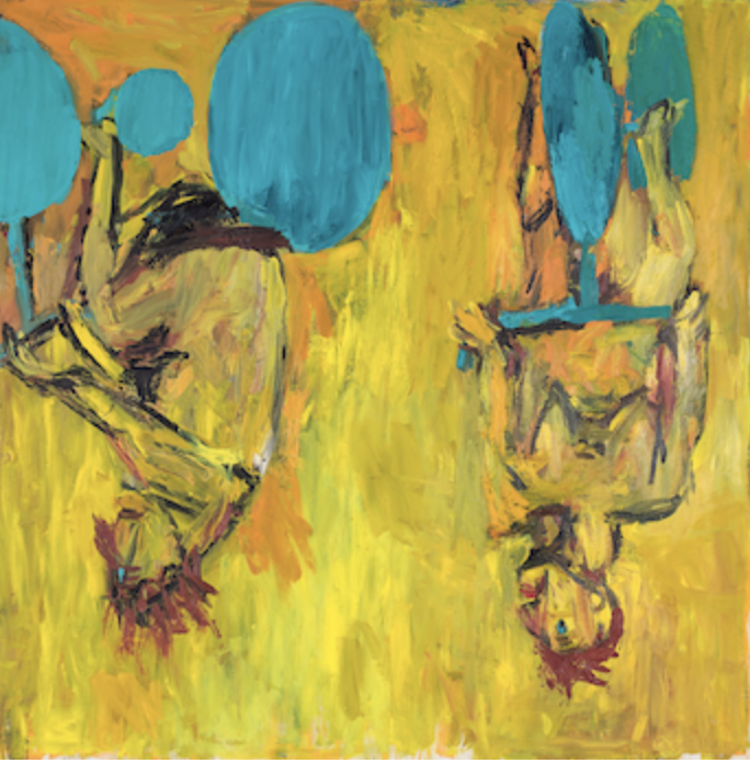 Georg Baselitz Die Mädchen von Olmo II (Les Filles d’Olmo II), 1981 Huile sur toile 250 x 249 cm Achat en 1982 Collection Centre Pompidou, Paris Musée national d’art moderne - Centre de création industrielle Crédit photo : © Centre Pompidou, MNAM-CCI/Bertrand Prévost/Dist. GrandPalaisRmn, © Georg Baselitz 2025