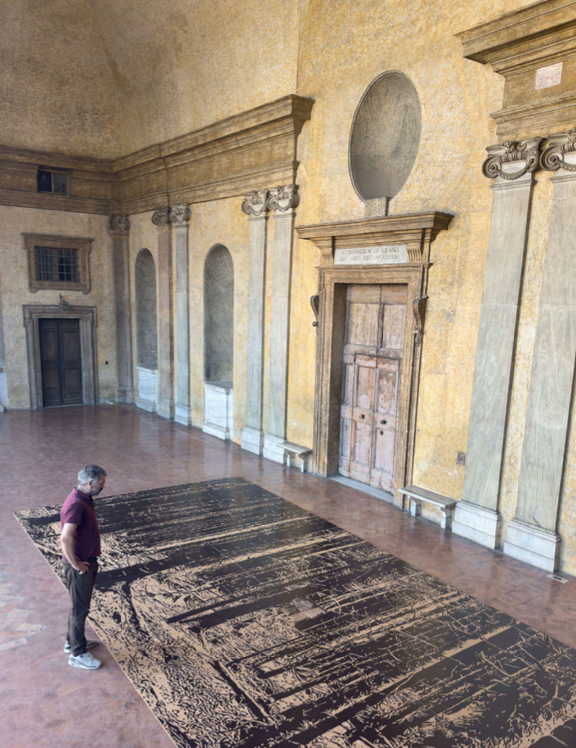 Nicolas Daubanes, Struthof, 4 x 11 mètres, 2025. Dessin en cours de production. Loggia principale, Villa Médicis © Studio N. Daubanes