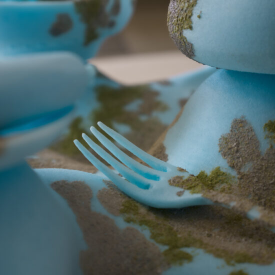 Popline Fichot, How Beautiful Was Your Shore, 2025 Sculpture series Foam, sawdust, acrylic View of the exhibition *Nos pieds d’argiles at Saint-Pierre Church, Le Corbusier Site, Firminy, France